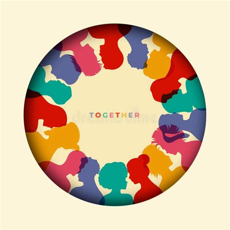 Diverse Silhouette People Face Colors in Paper Cut Circle Card Stock ... 