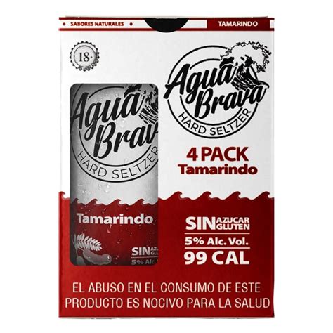 Bebida Alcohólica Preparada Agua Brava Hard Seltzer Tamarindo 4 Latas