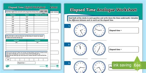 Elapsed Time Worksheet Hecho Por Educadores Twinkl