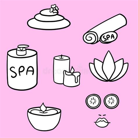 A Set of Black and White Monochrome Drawings on the Theme of Relaxation and Spa, Relaxation ...