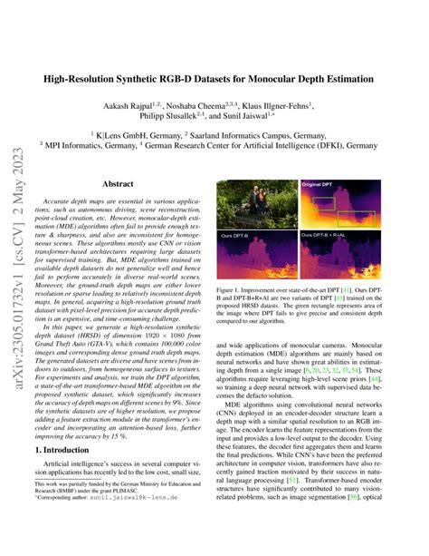 High Resolution Synthetic RGB D Datasets For Monocular Depth Estimation