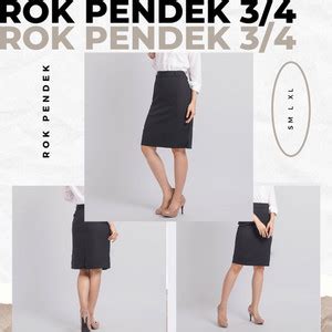 Jual Rok Kerja Pendek Hitam Span Bahan Formal Kantor Selutut