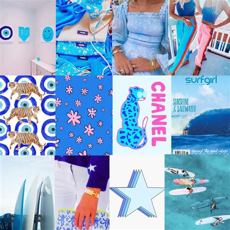 Blue Preppy Wall Collage With 50 Pictures Digital Download Etsy