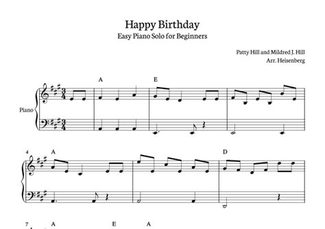 Happy Birthday Arr Heisenberg By Patty Hill And Mildred Hill Sheet