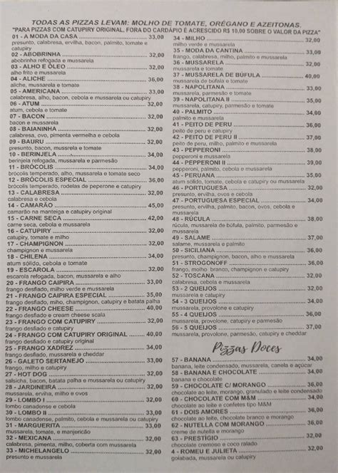 Menu Em Cantina Da Villa Pizzaria Cotia