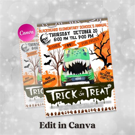 Editable Trunk Or Treat Halloween Flyer Trunk Or Treat Invitation Printable Halloween