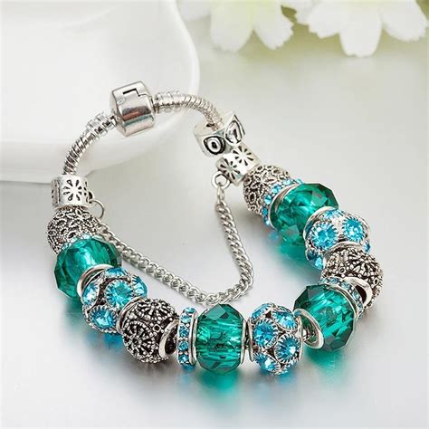 Buy Pandora Inspired Full Set Beaded Charm Bracelet Teal Mydeal