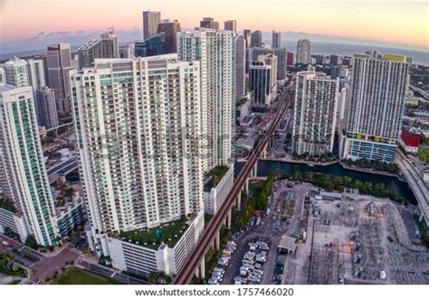 Aerial View Downtown Miami Skyscrapers During Stock Photo 1757466020 ...