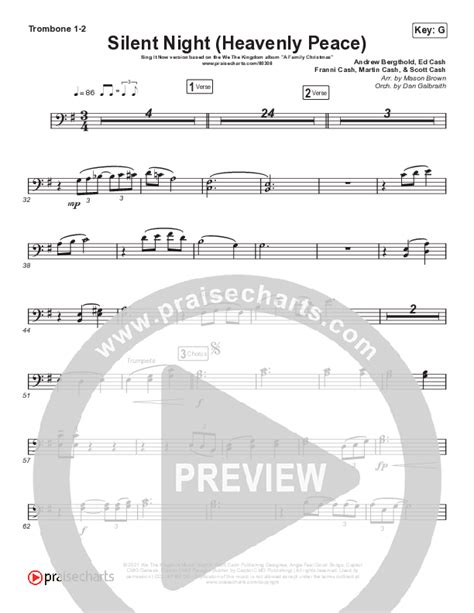 Silent Night Heavenly Peace Sing It Now SATB Trombone Sheet Music