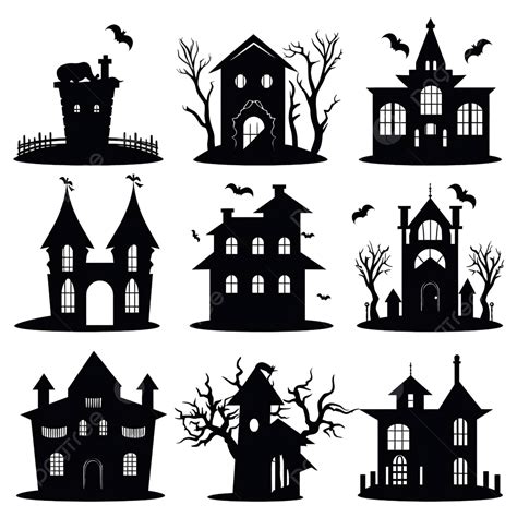 Halloween Silhouette Haunted House Collection Or Scary Spooky Monster