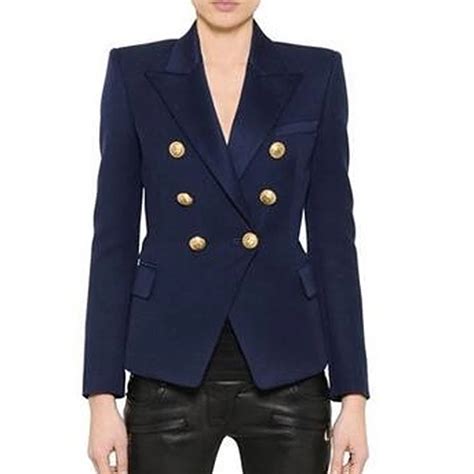 Blazer Cl Sico De Dise Ador Para Mujer Chaqueta De Doble Botonadura