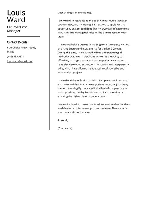 Clinical Nurse Manager Cover Letter Example Free Guide