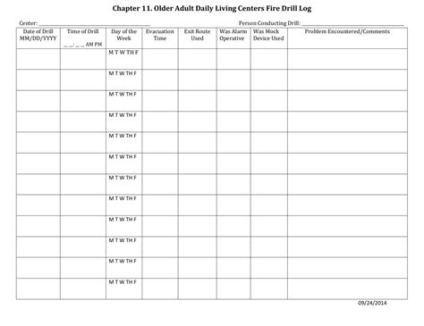 Printable Fire Drill Log Sheet