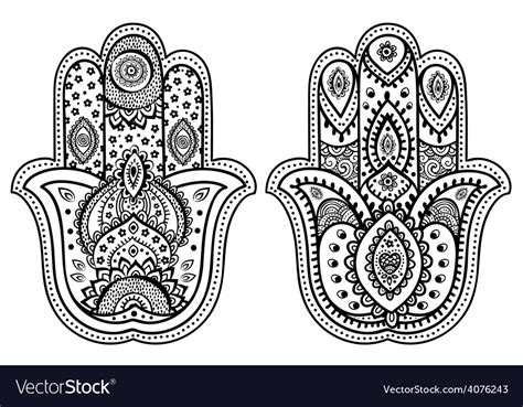 Indian Hand Drawn Hamsa With Ornaments Royalty Free Vector