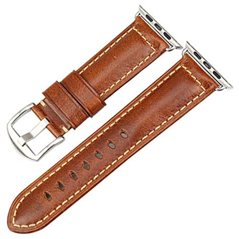 MAIKES Oil Wax Leather Strap Replacement For Apple Watch Band 42mm 38mm