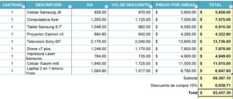 Practica 2 Excel Total De Compra