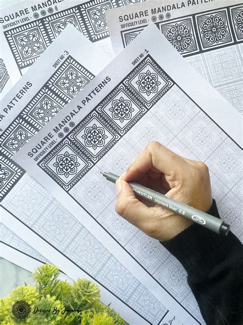 Mandala Pattern Sheet 5 Mandala Practice Sheet Digital Download