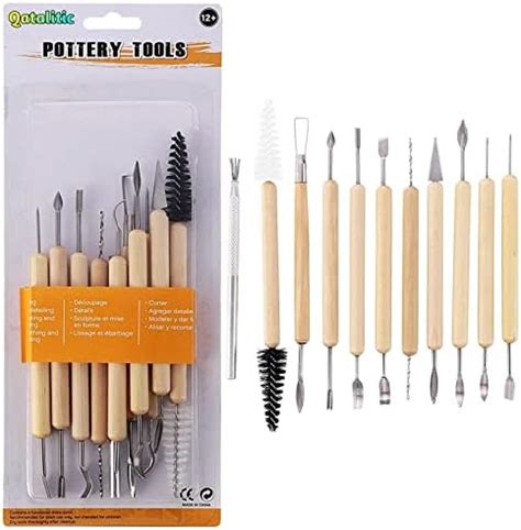 Qatalitic Pcs Ceramic Wooden Handle Professional Tools Kit For Clay