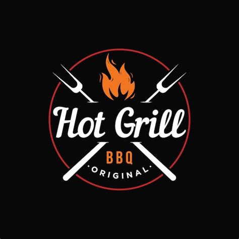 Premium Vector Bbq Hot Grill Vintage Typography Logo Design With Crossed Flames And Spatula
