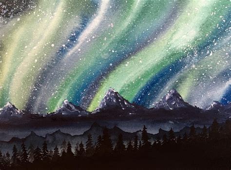 Aurora Borealis : Watercolor