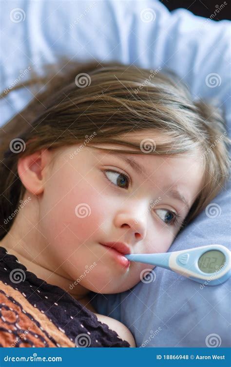 Sick Girl With Fever Stock Photo Image Of Baby Caucasian 18866948