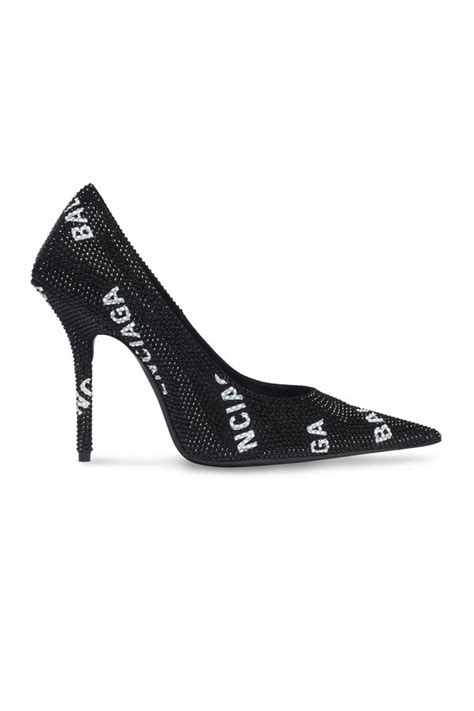 Balenciaga Square Knife 110mm Pump With Allover Logo Rhinestones