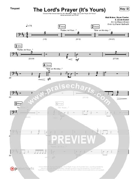 The Lord S Prayer It S Yours Unison 2 Part Choir Timpani Sheet