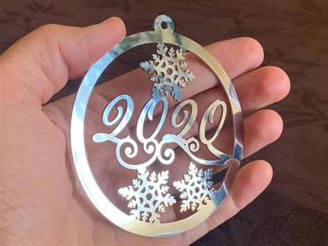 Stainless Steel Christmas Ornament Silver Metal Bauble Hanging Etsy