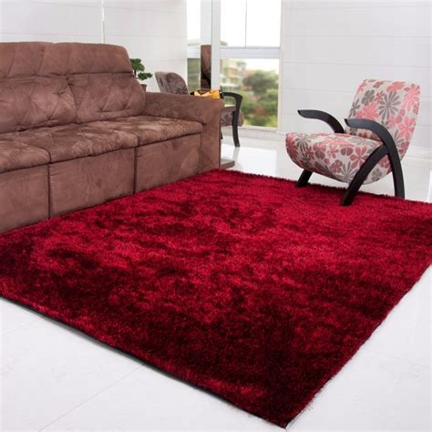 Tapete De Sala Vermelho Cereja Peludo Felpudo 1 50x2 00 R 169 90