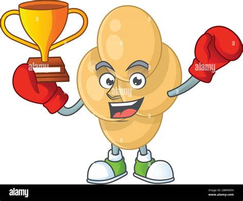 Proudly Face Of Boxing Winner Bordetella Pertussis Cartoon Character