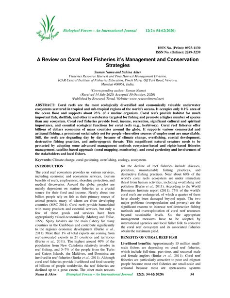 Pdf A Review On Coral Reef Fisheries Its Management And Conservation