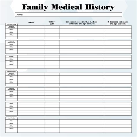 Printable Medical History Forms