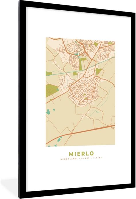 Fotolijst Incl Poster Plattegrond Mierlo Kaart Vintage