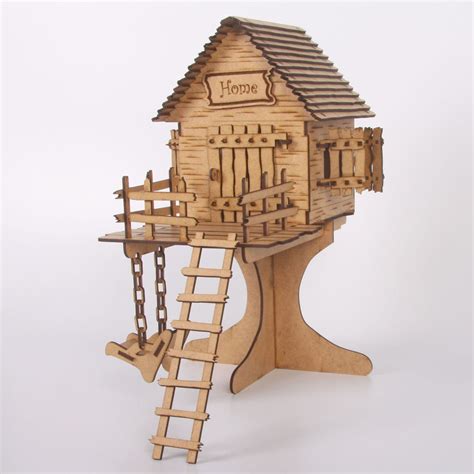 Tree House Laser Cut Wooden House Digital Download Cdrdxfaipdfsvg