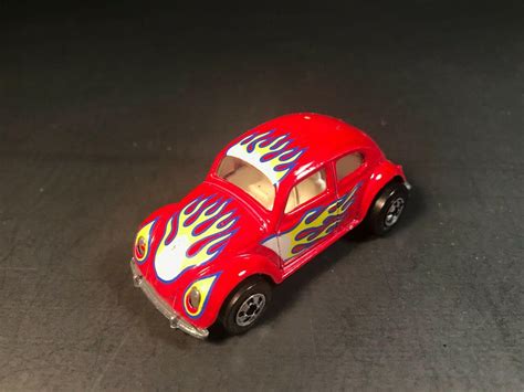 Vintage Hot Wheels Volkswagen Bug Vw Beetle Red Blue Flame Outline Malaysia K