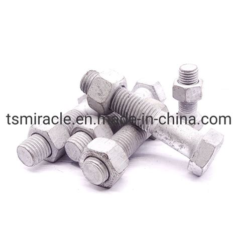 Hot DIP Galvanized Hex Bolts And Nuts PV Screw Rod Full Tooth Screws Hot DIP Zinc Electric Bolts