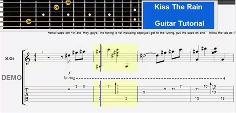 Kiss The Rain Guitar Tutorial Guitar Tutorial Guitar Tabs For