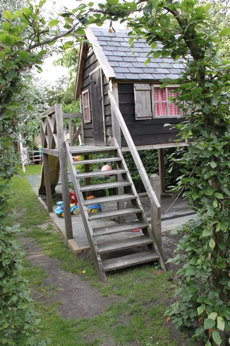 Kinderspeelhuisje Met Trap En Glijblaan Tuin Kindertuin Achtertuin