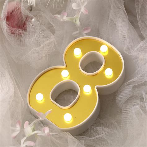 Buy 6 Gold 3d Marquee Numbers Warm White 7 Led Light Up Numbers 8