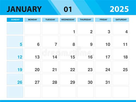 January 2025 Template Calendar 2025 Template Vector Planner Monthly