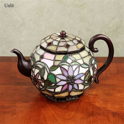 Meribella Stained Glass Teapot Accent Lamp