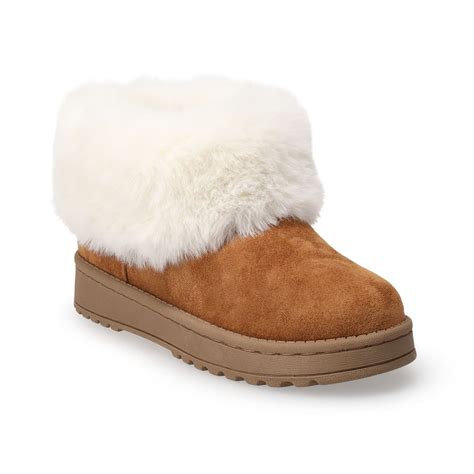 Sonoma Goods For Life Girls 1 13 Faux Fur Cuff Boot Color Chestnut