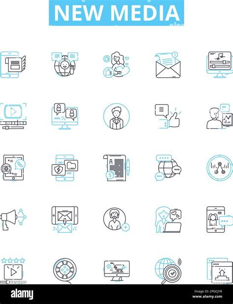 New Media Vector Line Icons Set New Media Digital Social