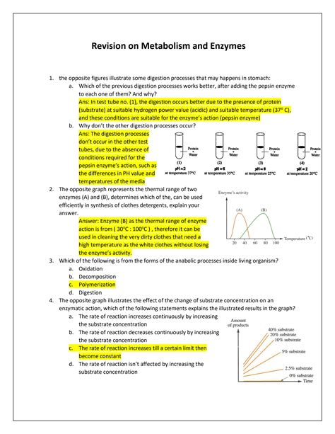 Solution Enzyme Revision Studypool