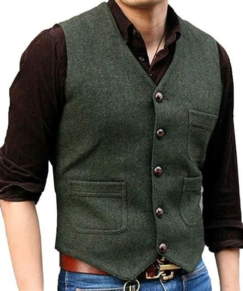 2019 Latest Wool Wedding Groom Vests Tweed Herringbone Groomsmen Vests Dark Green Mens Suit