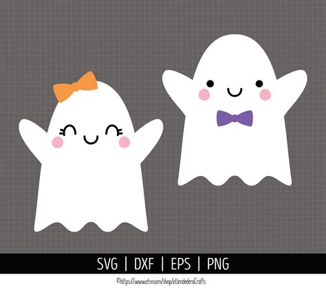 Ghost Svg Kids Halloween Clipart Cute Girl Ghost With Bow Etsy Uk