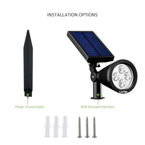 Led Solar Powered Spotlight Rechargeable Lawn Lights Waterproof Outdoor Wall Pathway Stake