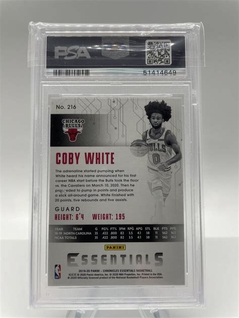 Panini Chronicles Coby White Rc Psa Mint Rookie Ebay