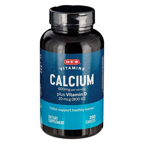 H E B Vitamins Calcium Plus Vitamin D Caplets 600 Mg Shop Vitamins And Supplements At H E B