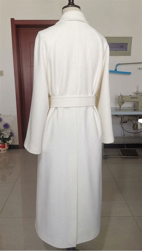 White Wool Coat Belted Wool Coat A Line Wool Coat Womens Autumn